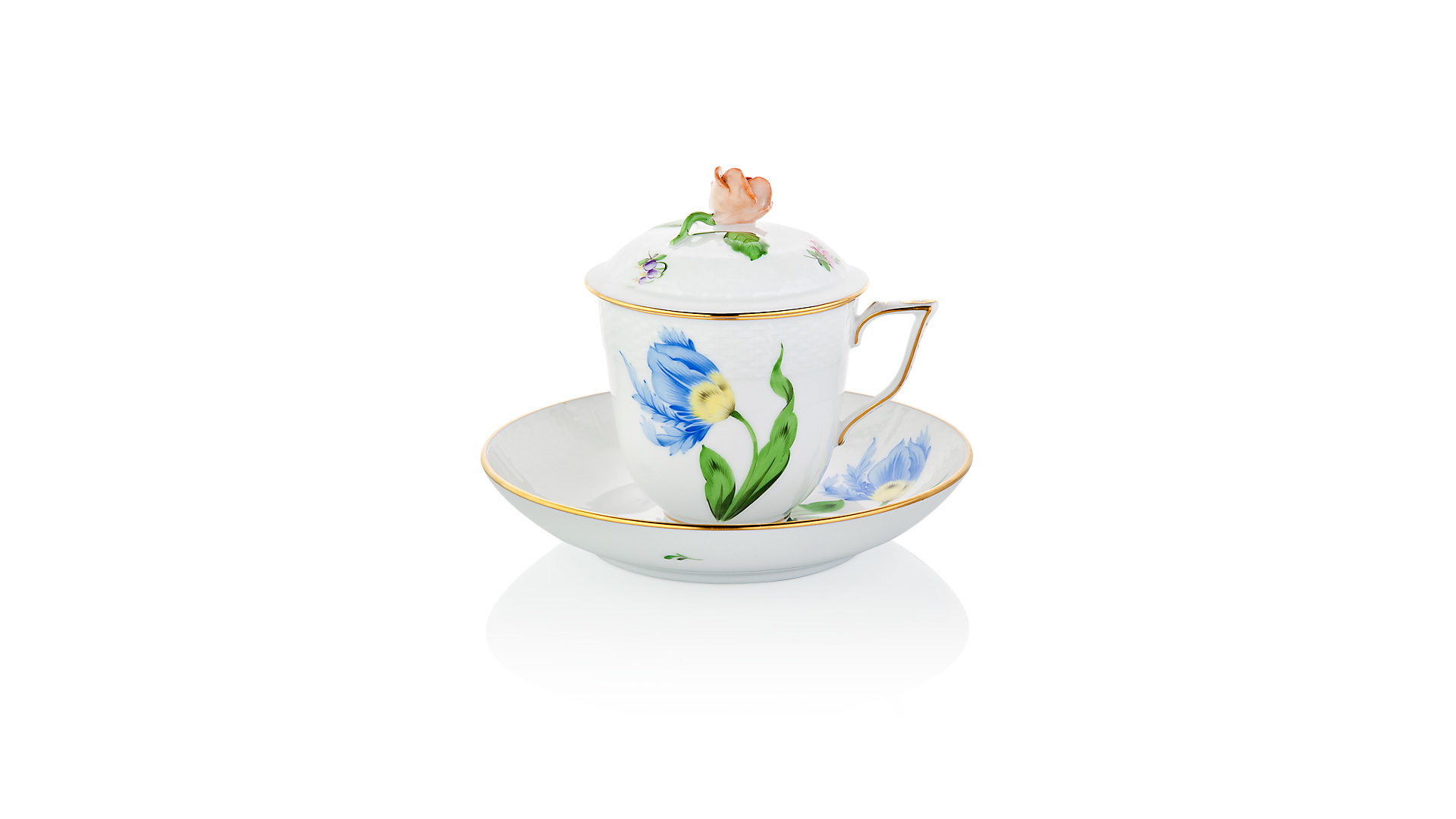 Чашка для травяного чая с блюдцем Herend Китти 200 мл, синяя