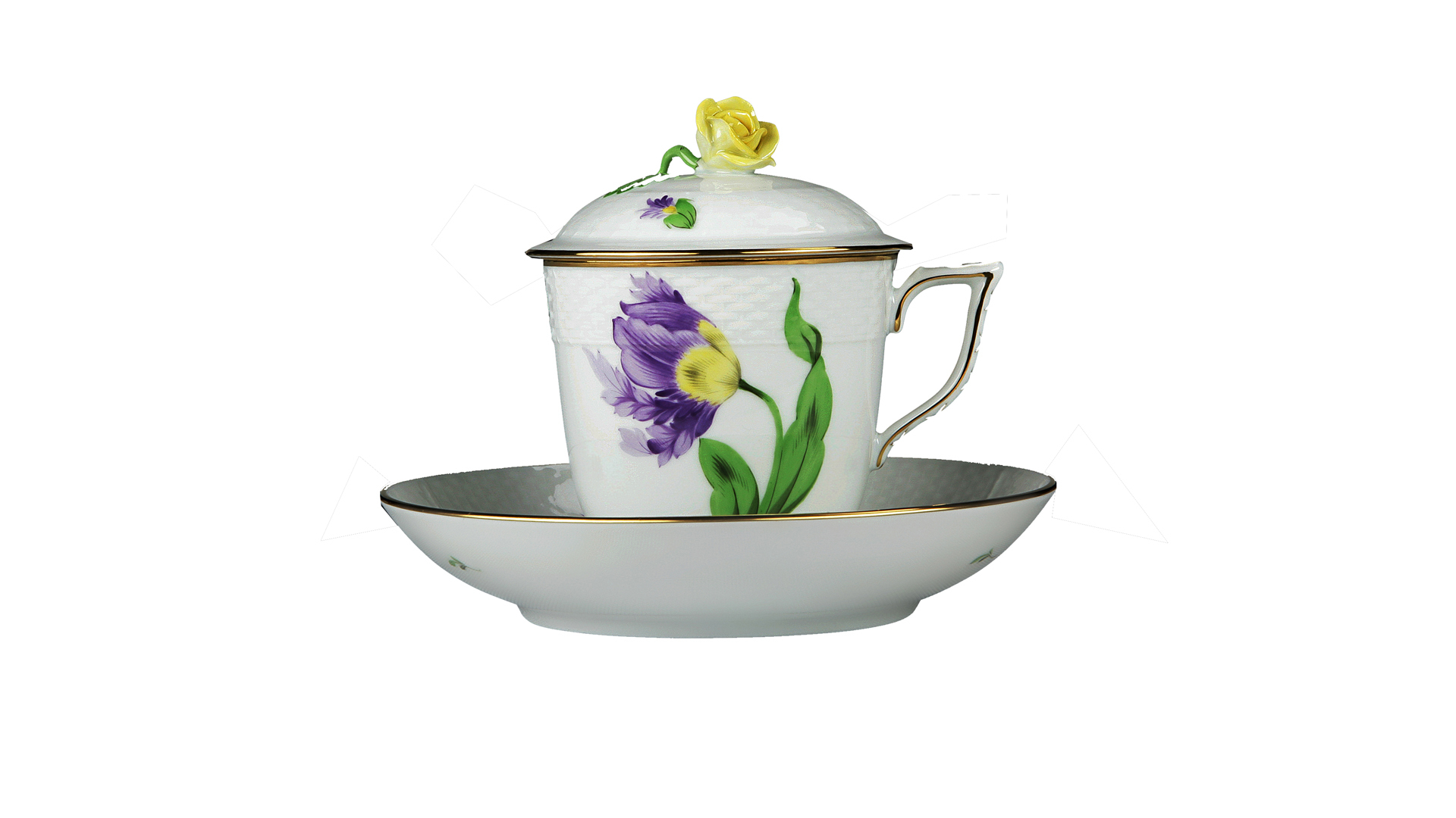 Чашка для травяного чая с блюдцем Herend Китти 200 мл, фиолетовая