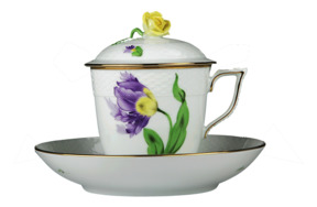 Чашка для травяного чая с блюдцем Herend Китти 200 мл, фиолетовая