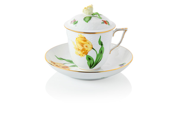 Чашка для травяного чая с блюдцем Herend Китти 200 мл, желтая