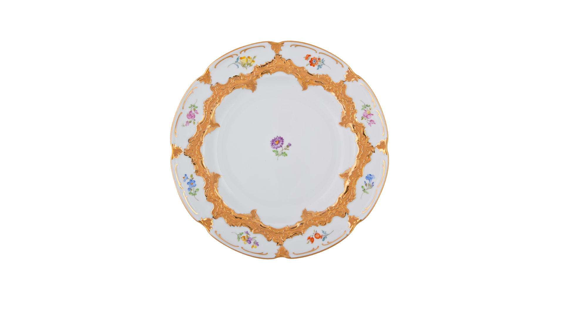 Тарелка суповая Meissen 24 см Форма - Б, россыпь цветов