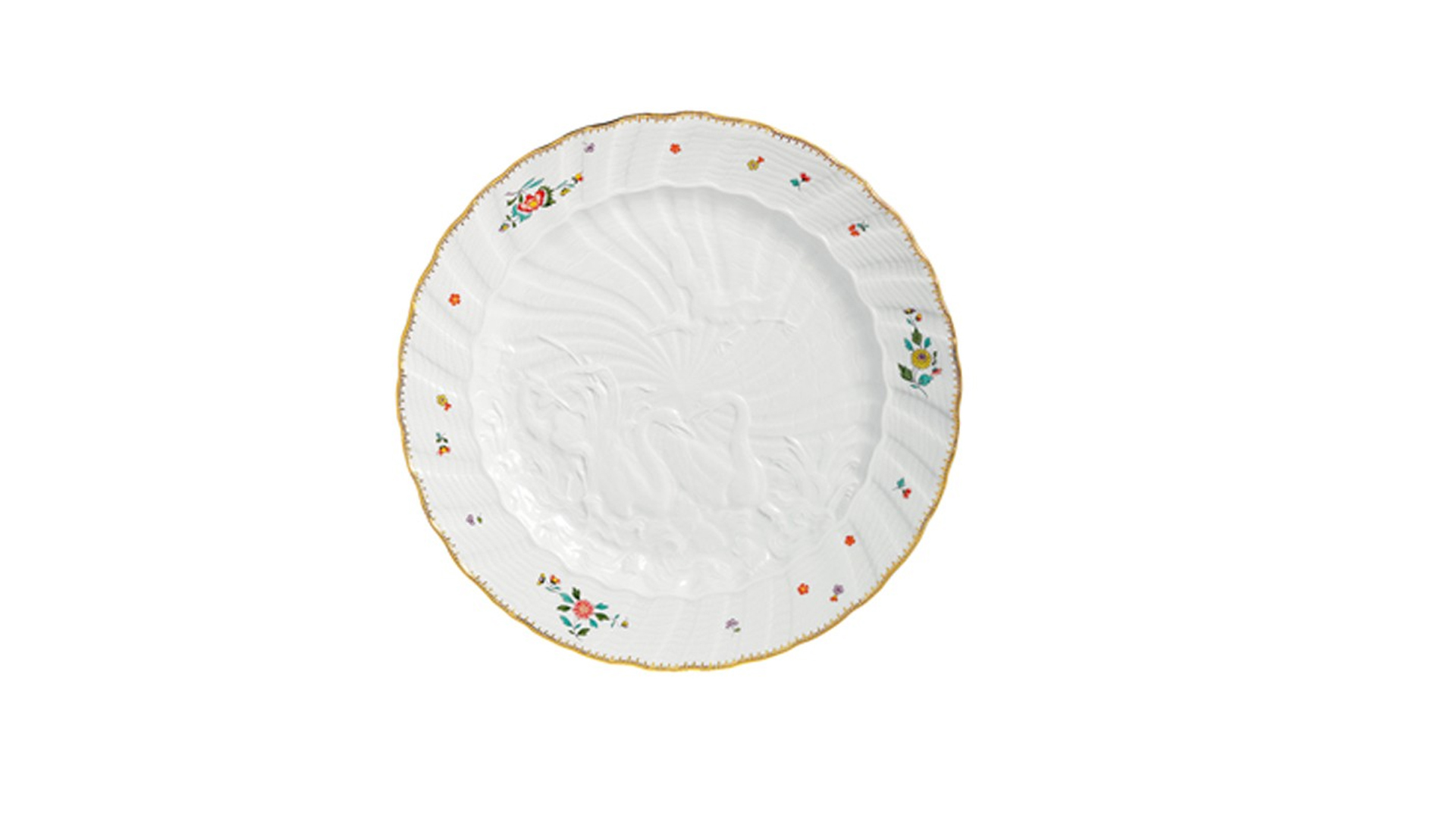 Тарелка десертная Meissen 16,5 см Лебединый сервиз, индийские цветы