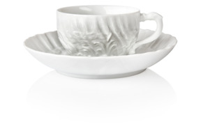Чашка чайно-кофейная Meissen с блюдцем 140мл Лебединый сервиз, белый рельеф