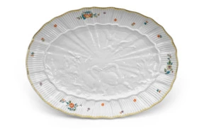Блюдо овальное Meissen Лебединый сервиз, 30 см, индийские цветы