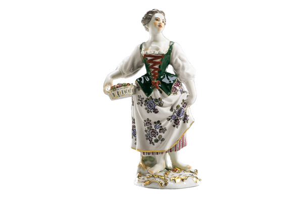 Фигурка Meissen 14,5 см Девочка с корзинкой цветов, И-ИКэндлер,1740г, пара к 60336
