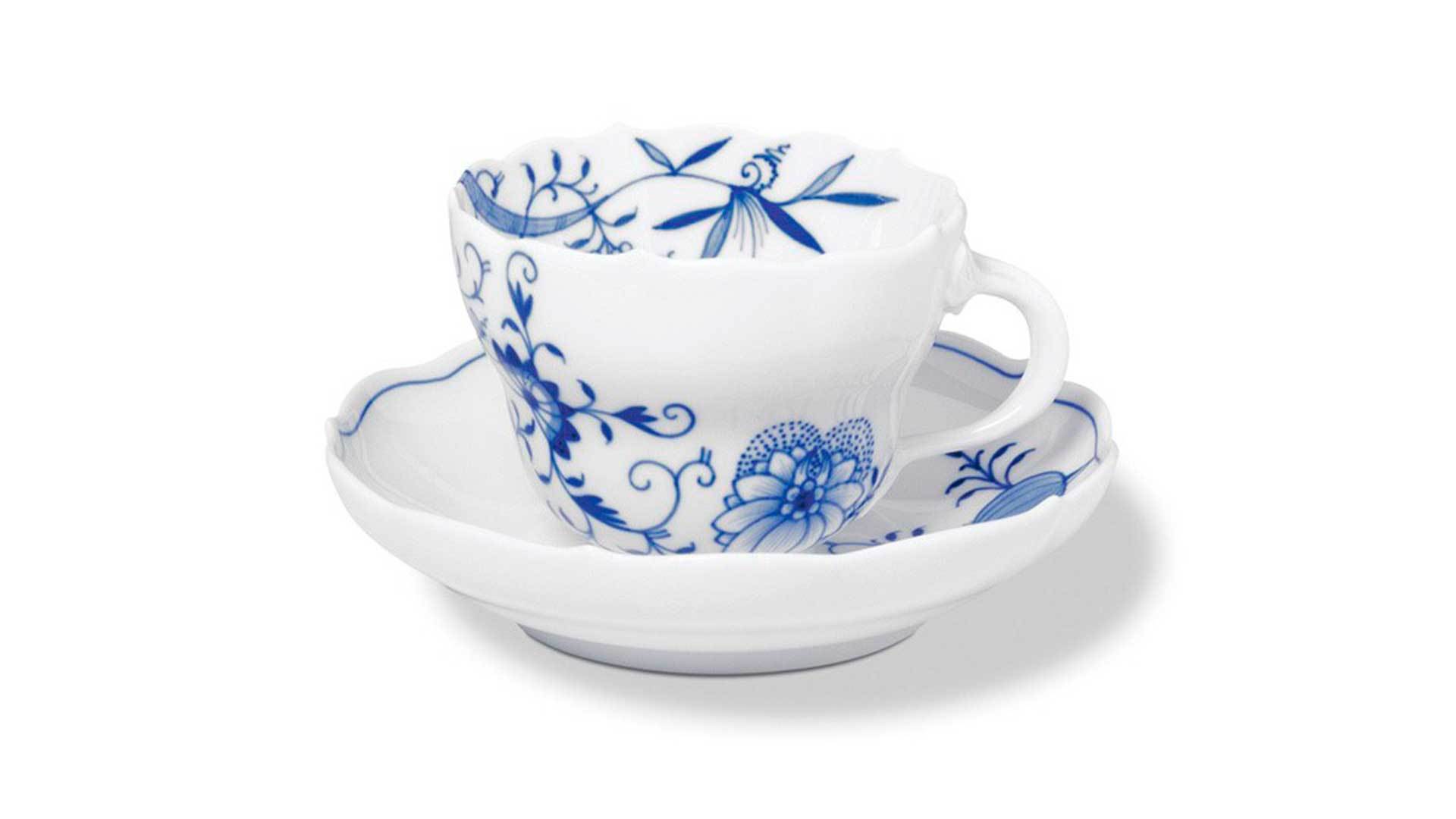 Чашка для мокко Meissen с блюдцем 100мл Луковый декор, стилизованный