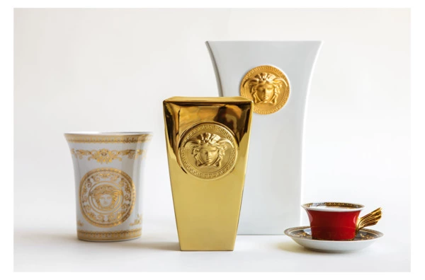 Ваза Rosenthal Versace Медуза Золотая 24 см, фарфор
