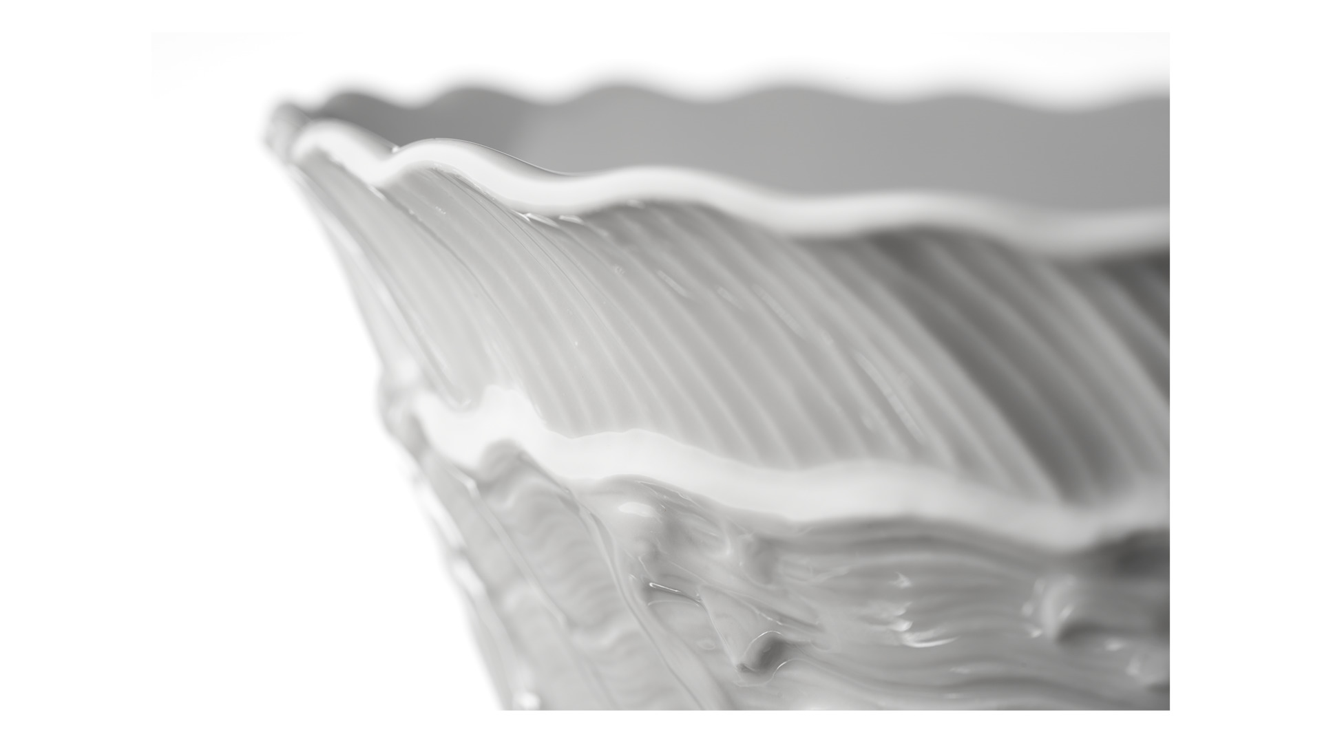 Салатник круглый Meissen Лебединый сервиз 18 см, белый рельеф, фарфор