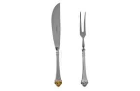 Нож и вилка для мяса Robbe&Berking Розенмустер, серебро 925+позолота