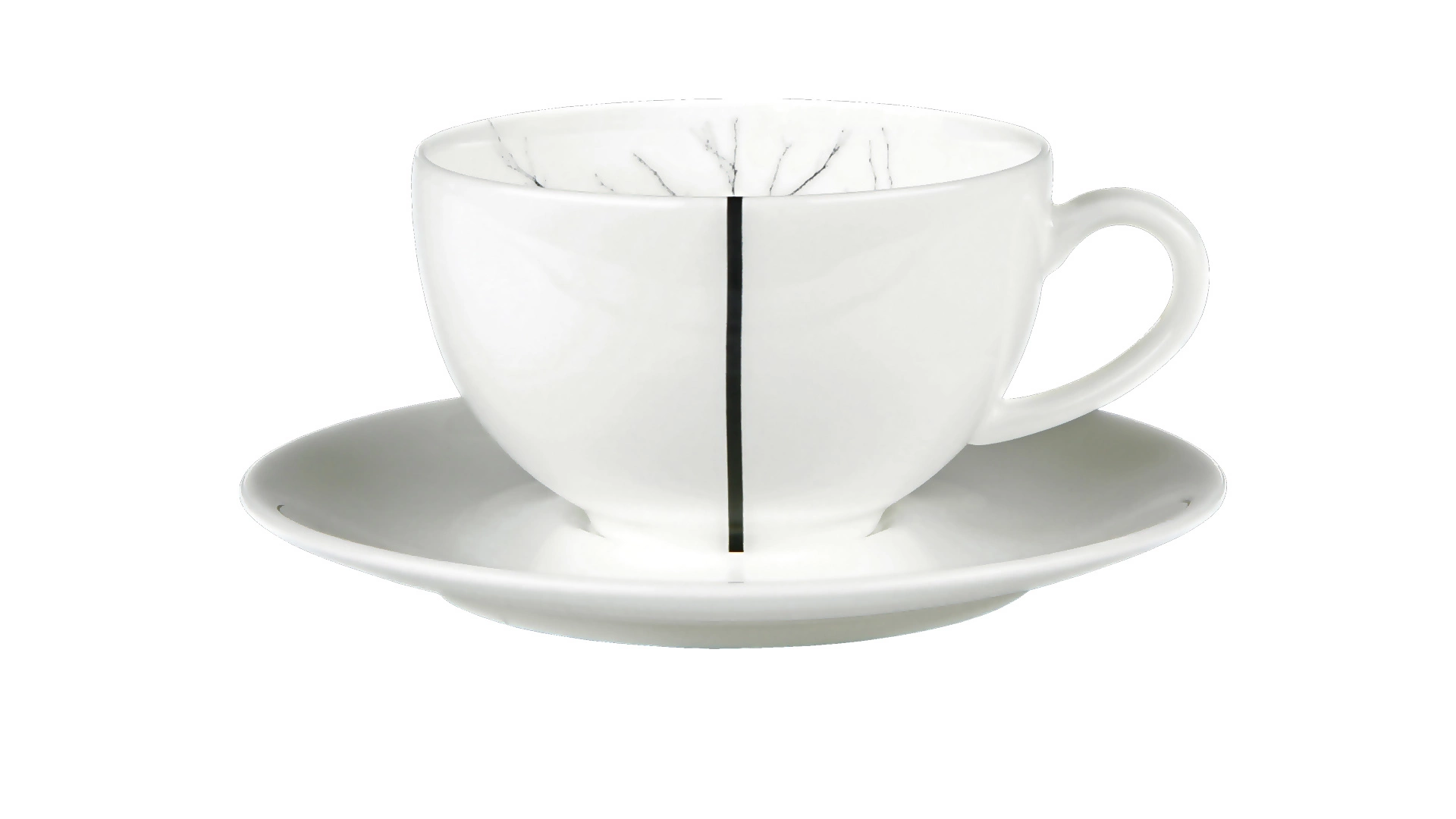 Чашка для эспрессо с блюдцем Dibbern Чёрный лес Белый декор 110 мл, фарфор костяной