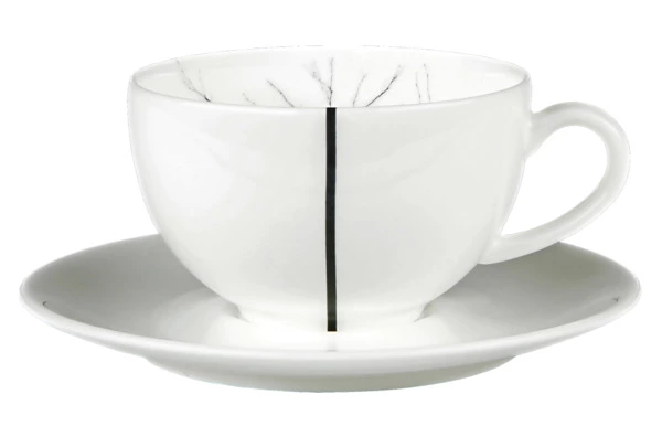 Чашка для эспрессо с блюдцем Dibbern Чёрный лес Белый декор 110 мл, фарфор костяной