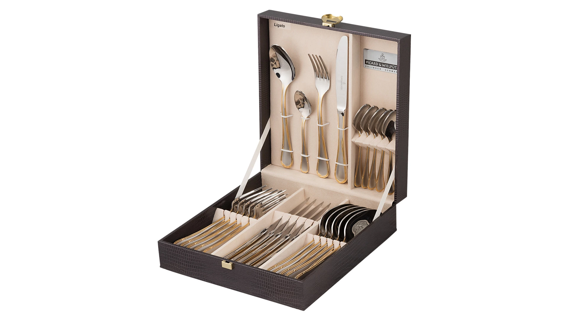 Набор столовых приборов Picard & Wielputz Solingen Ligato на 6 персон 24 предмета, сталь, позолота