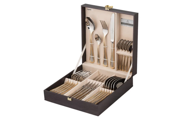 Набор столовых приборов Picard & Wielputz Solingen Ligato на 6 персон 24 предмета, сталь, позолота