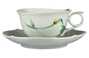 Чашка чайная с блюдцем Meissen 170мл Игра волн, рельеф, дикая флора