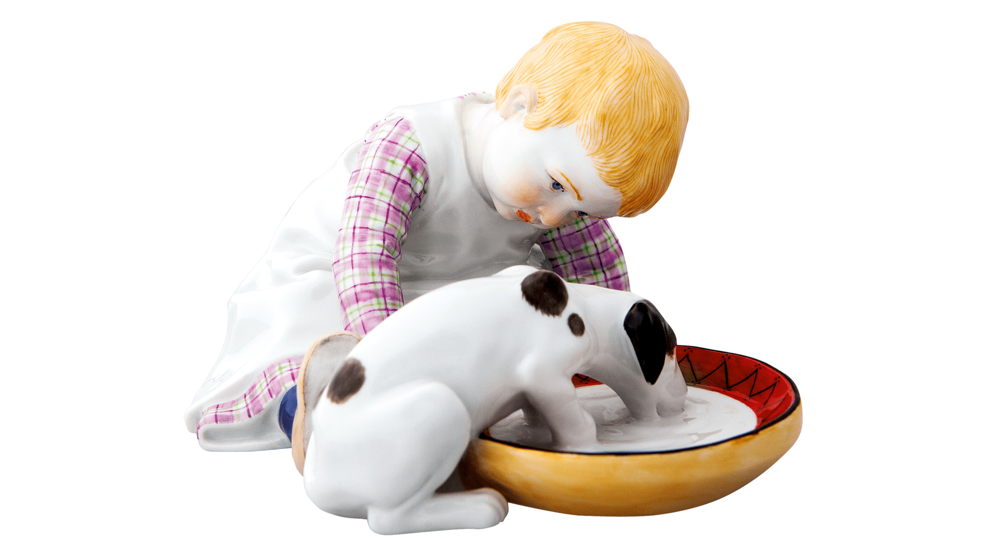 Фигурка Meissen 9см Ребенок, кормящий собаку (Юлиус Конрад Хеншель, 1905г.)