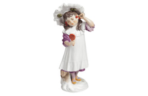 Фигурка Meissen 17,5 см Девочка с вишенками и зеркалом, Пауль Хельмиг, 1907 г