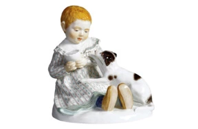 Фигурка Meissen 12,5см Ребенок с собакой (Пауль Румрих, 1909г.)