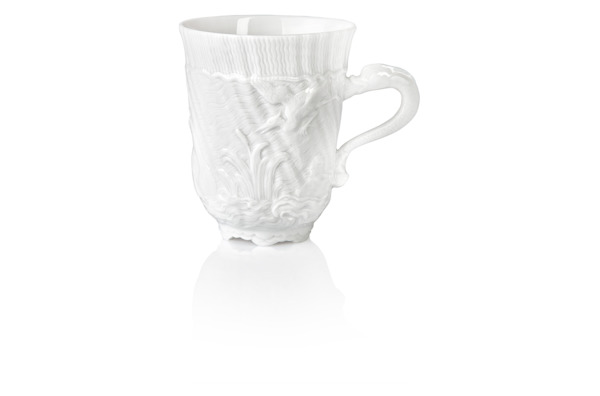 Чашка-бокал с блюдцем Meissen 150мл Лебединый сервиз, белый рельеф
