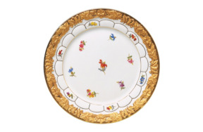 Тарелка пирожковая Meissen 14 см Форма - Икс, россыпь цветов
