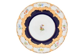 Тарелка пирожковая 15,5см Форма - Б (россыпь цветов, кобальт)