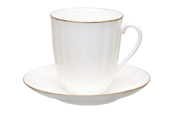 Чашка чайная с блюдцем ИФЗ Золотой кантик Ветерок, фарфор костяной