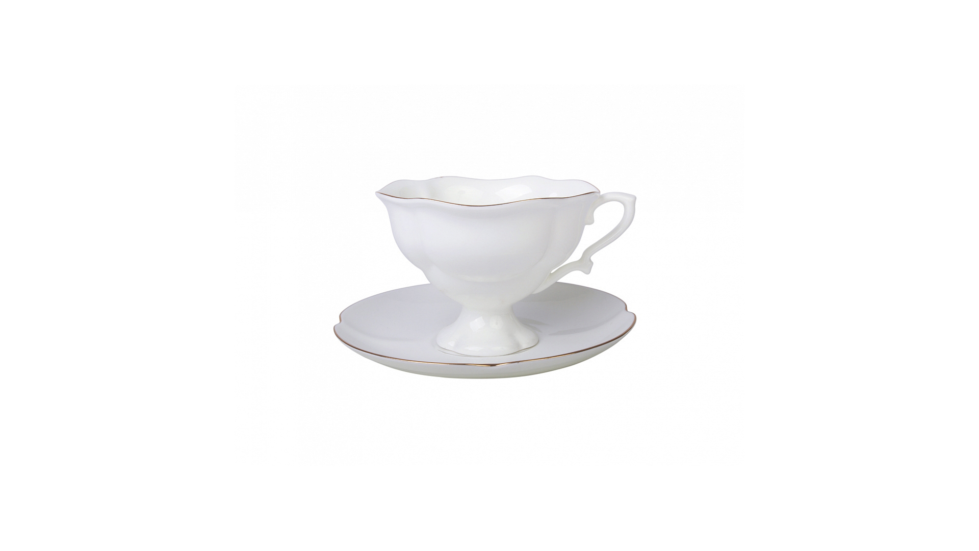 Чашка чайная с блюдцем ИФЗ Золотая лента.Наташа 220 мл, фарфор костяной