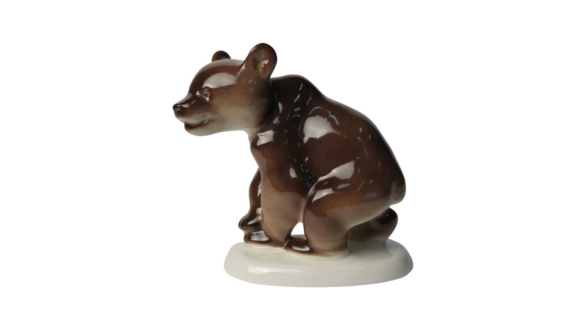 Скульптура ИФЗ Медвежонок присевший, фарфор твердый