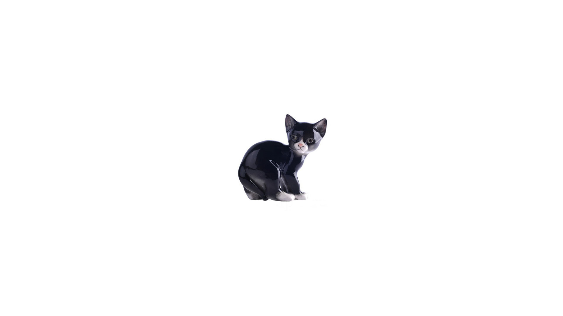 Скульптура ИФЗ Кошка, черный, фарфор твердый