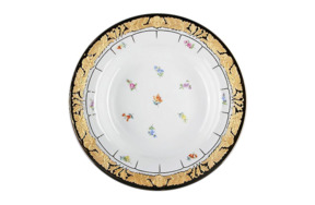 Тарелка суповая Meissen 25 см Форма - Икс, россыпь цветов