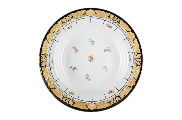 Тарелка суповая Meissen 25 см Форма - Икс, россыпь цветов