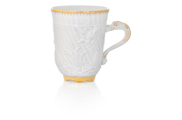 Чашка-бокал с блюдцем Meissen Лебединый сервиз, 150мл, золотой кант
