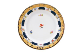 Тарелка десертная Meissen 19 см Форма - Икс, россыпь цветов, кобальт