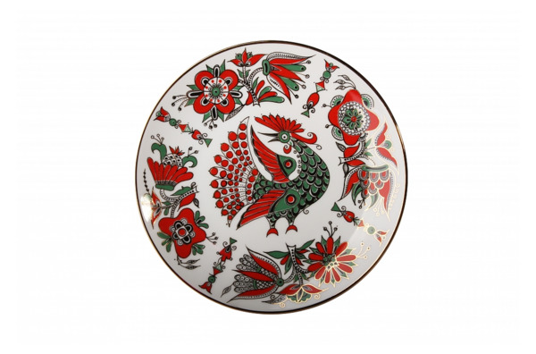 Тарелка декоративная ИФЗ Красная птица Эллипс 19,5 см, фарфор твердый
