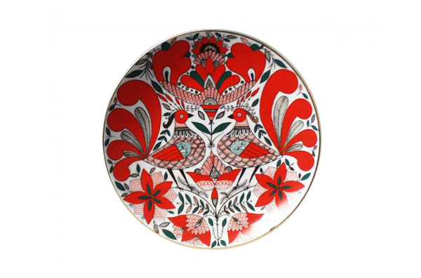 Тарелка декоративная ИФЗ Сказочная птица Эллипс 19,5 см, фарфор твердый