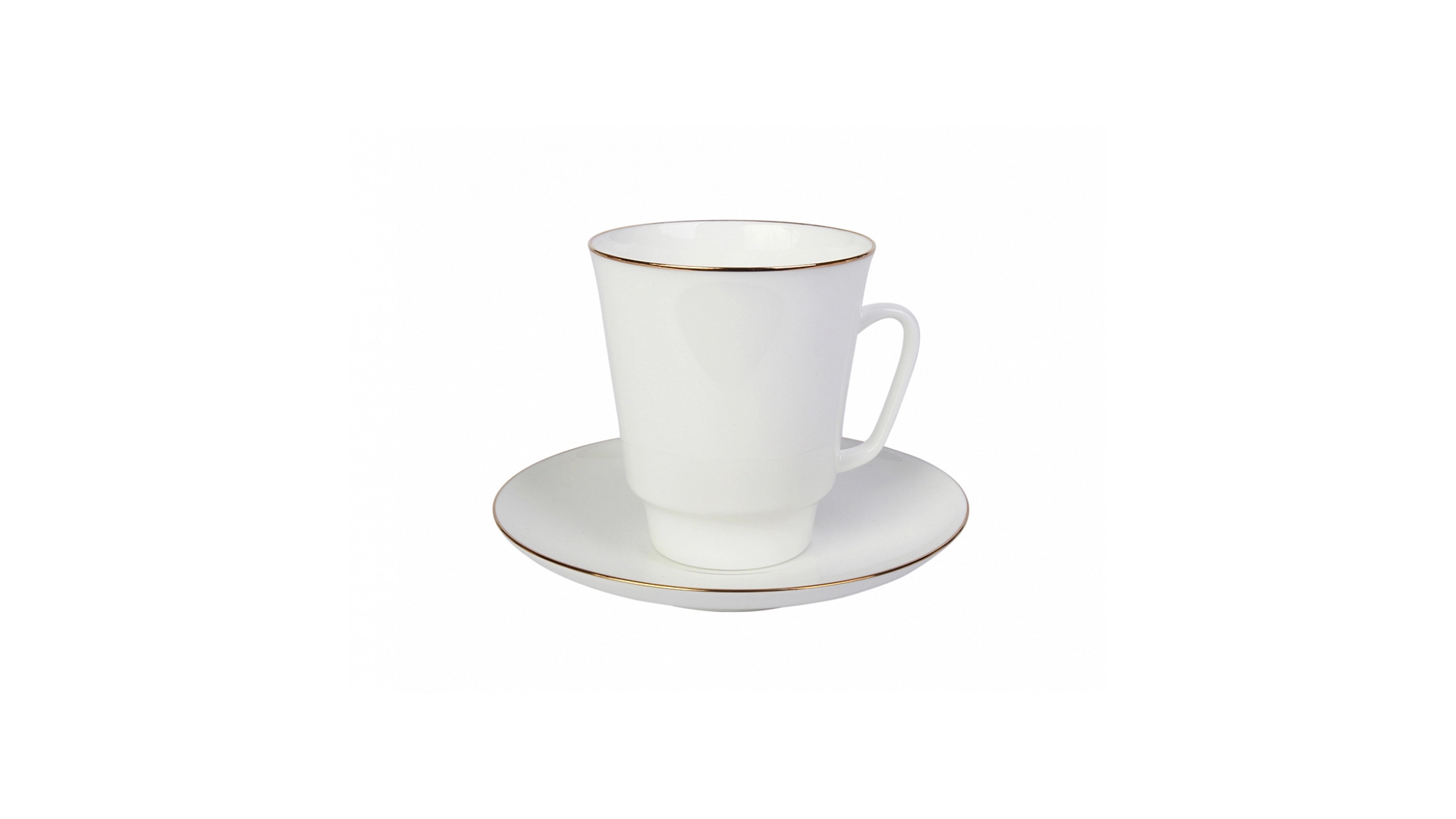 Чашка кофейная с блюдцем ИФЗ Золотой кантик Майская 165 мл, фарфор костяной