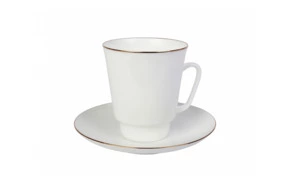 Чашка кофейная с блюдцем ИФЗ Золотой кантик Майская 165 мл, фарфор костяной