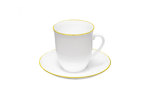 Чашка чайная с блюдцем ИФЗ Золотой кантик Росинка, фарфор костяной
