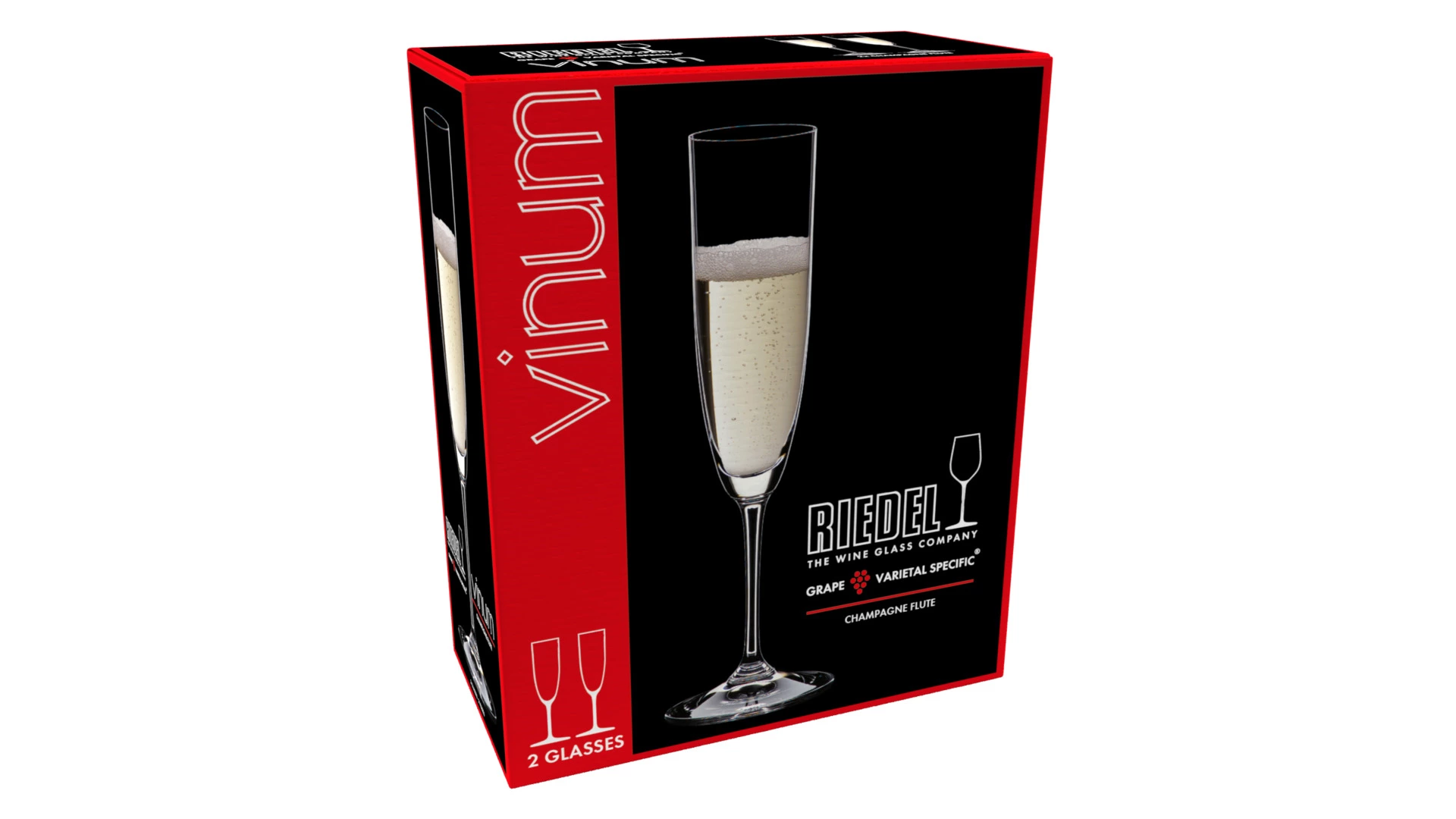 Набор бокалов для шампанского Riedel Vinum Champagne Flute 162 мл, 2шт, стекло хрустальное