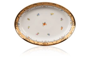 Блюдо овальное Meissen 36 см Форма - Икс, россыпь цветов