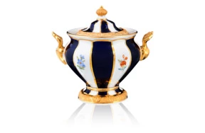 Сахарница Meissen 10,5 см Форма - Икс, россыпь цветов, кобальт