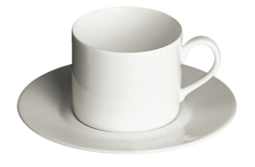 Чашка чайно-кофейная цилиндрическая с блюдцем Dibbern Белый декор 250 мл