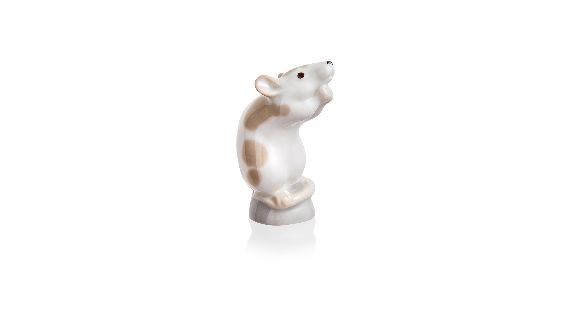 Скульптура ИФЗ Мышь белая кремовая, фарфор твердый