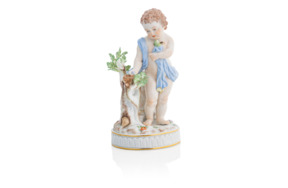 Фигурка Meissen 17 см Мальчик с птичьим гнездом и птичкой