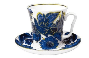 Кружка с блюдцем ИФЗ Птицы Ленинградский, фарфор твердый