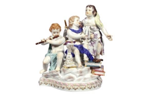 Фигурка Meissen 22см Ангелы-музыканты (лим.вып.33/100, 2005г)(М.В.Асье, 1774г.)