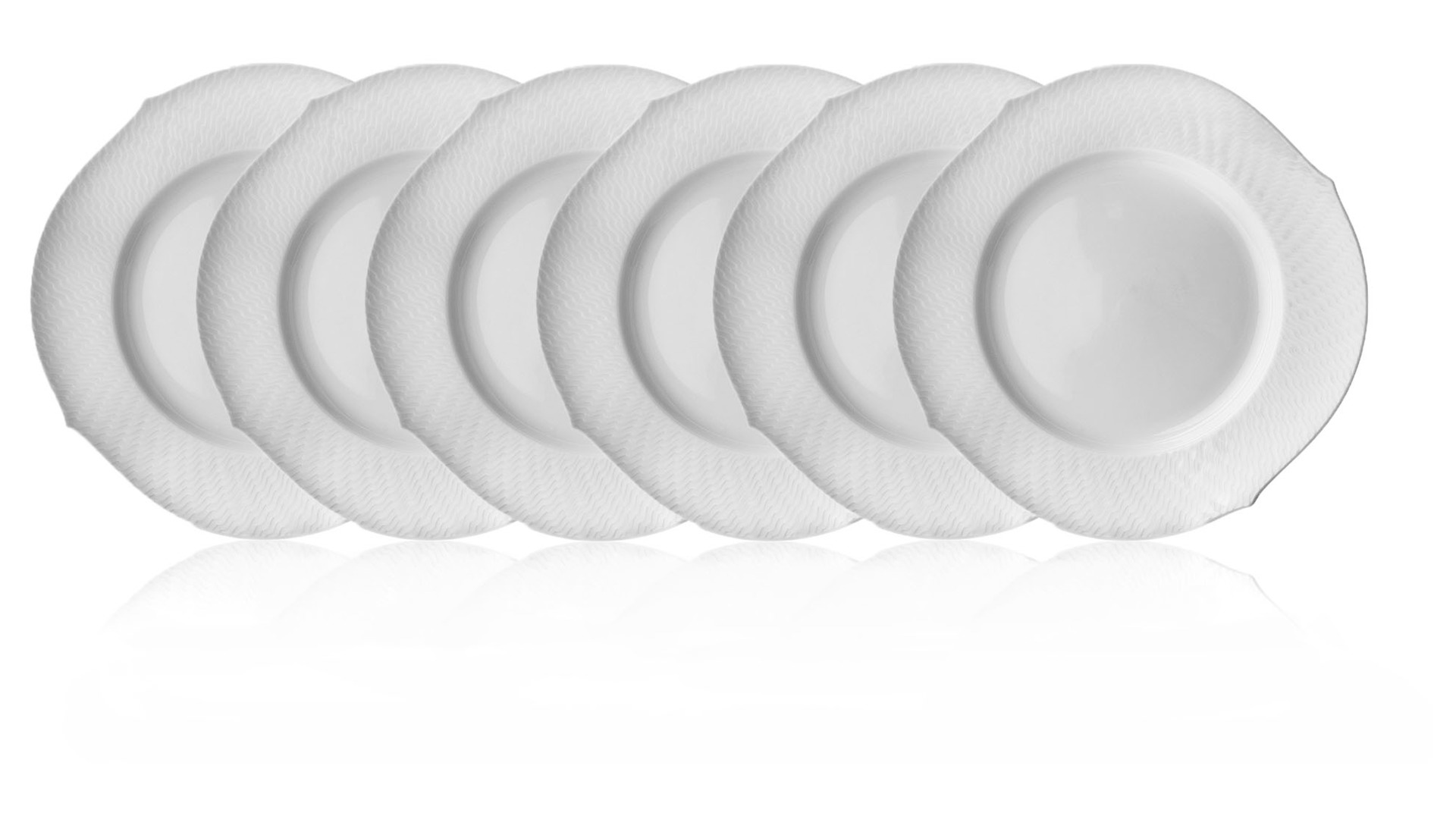 Набор из 6 тарелок закусочных Meissen 22,5 см Игра волн, рельеф, белый