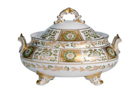 Блюдо для горячего с крышкой Royal Crown Derby Дерби, зеленый декор 2л