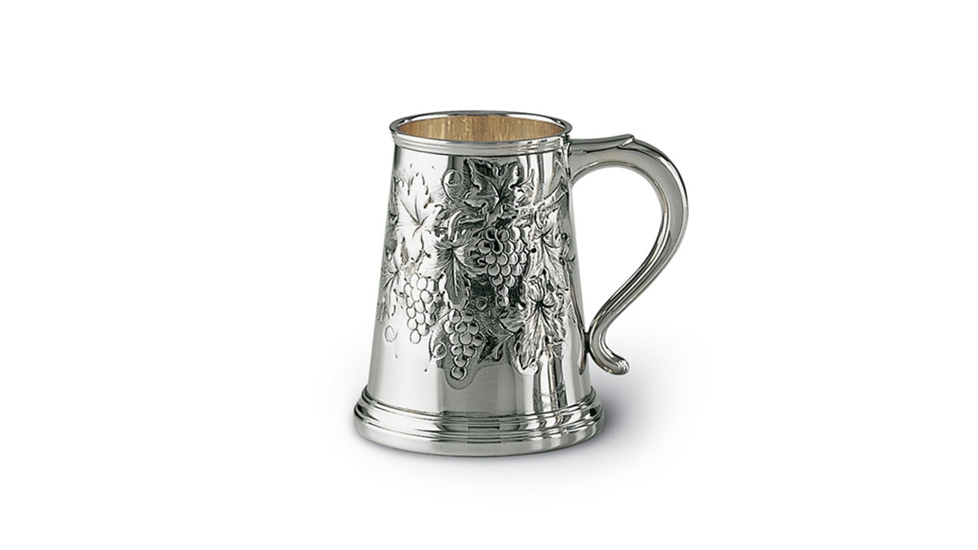Кружка коническая с чеканкой Schiavon Виноградная лоза 13см , серебро 925пр
