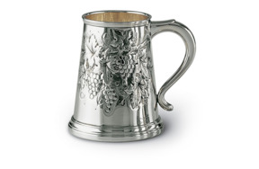 Кружка коническая с чеканкой Schiavon Виноградная лоза 13см , серебро 925пр