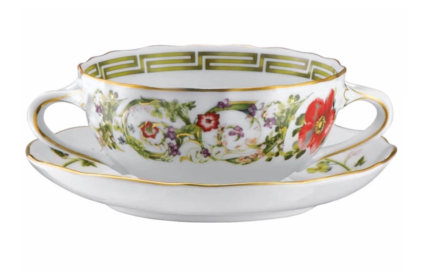 Чашка суповая с блюдцем 300мл "Цветочная фантазия"